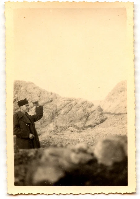 Military Men's Portrait Landscape Rocks - Old Photo Year 1930
