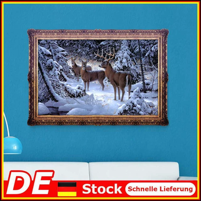 DIY-5D voll Diamanten Stickerei Schnee Hirsche Elk Runde Diamant Malerei Cross