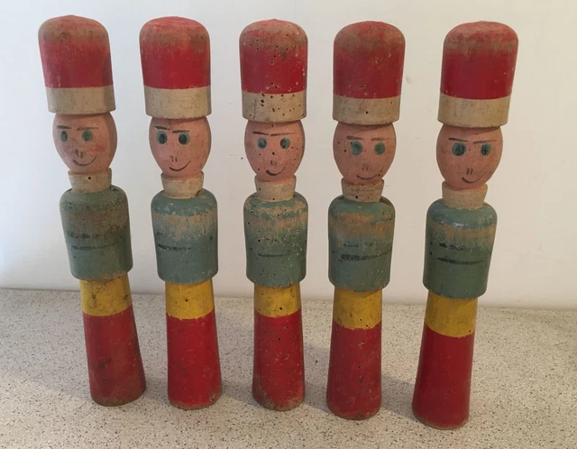 Petites Quilles En Bois Anciennes Pour Enfants - Jeu De Poupées Vintage