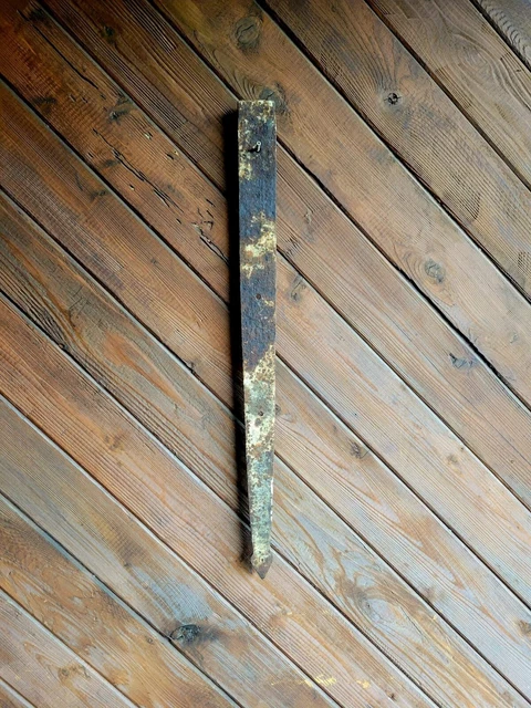 19c Antique Hand Wrought Forged Iron Barn Door Strap Hinges 31" 5