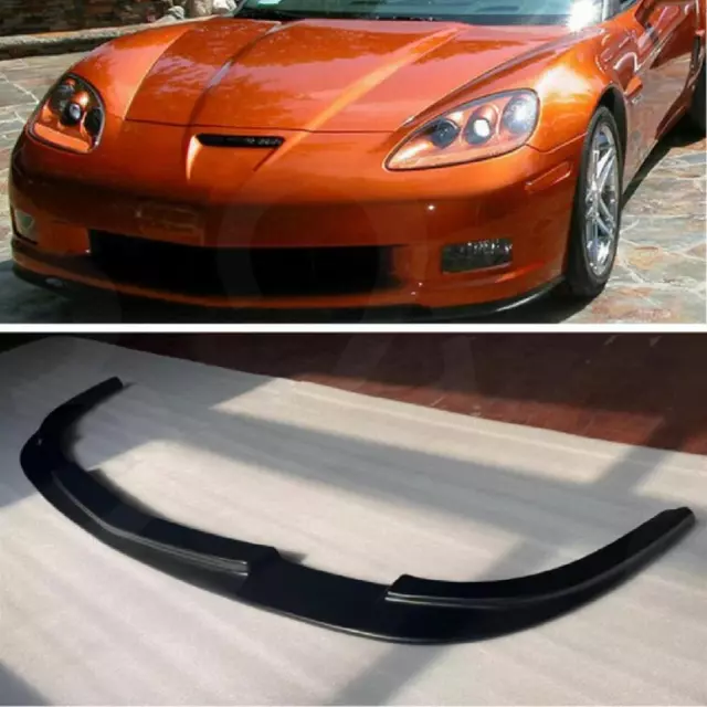 For 05-13 Corvette C6 Z06 ZR1 Style Glossy Black Front Bumper Splitter Lip Kit
