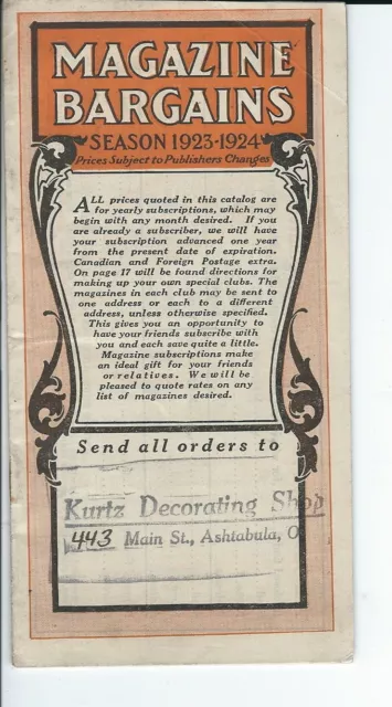 AS-032 - 1923-1924 Magazine Bargains, Catalog of Discount Subscriptions Vintage