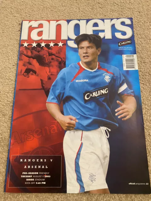 Rangers v Arsenal 5/8/2003 Friendly Pre-season Programme