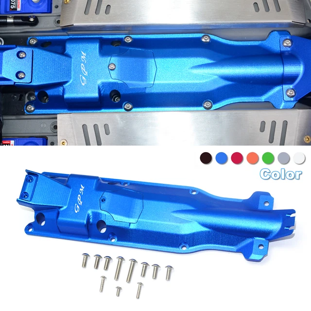 Aluminum Chassis Skid Plate GPM For TRAXXAS-1/10 E-REVO 2.0 VXL 86086-4 Aluminum Rear Skid Plate -5PC Set (Blue 3D Skid Plate Middle Chassis Aluminum Chassis Protector
