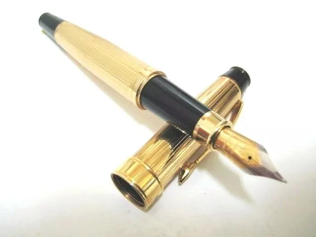 Collectable Gold Pin Strip Cigar Shaped Heavy Fountain Pen EYJ