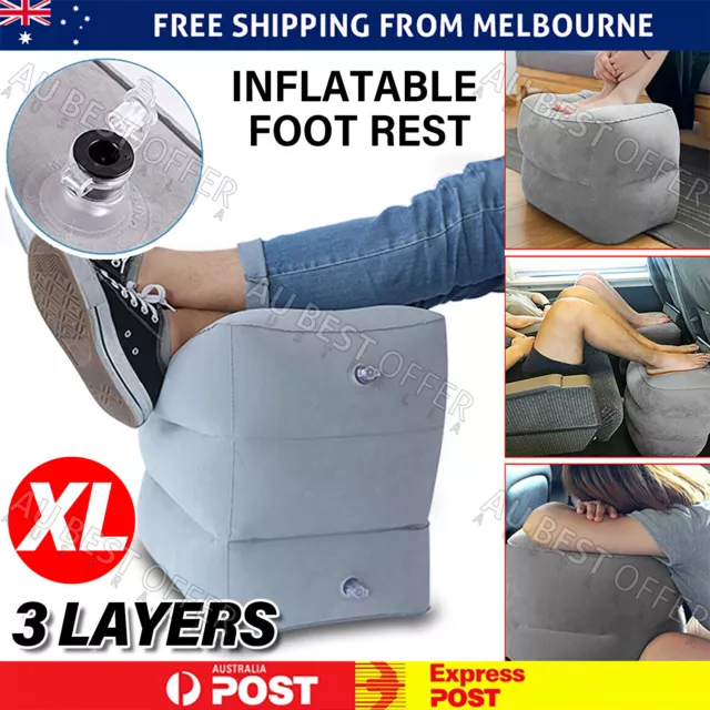 Travel Air Pillow Foot Rest Inflatable Cushion XL 3 Layers Car Leg Footrest AU