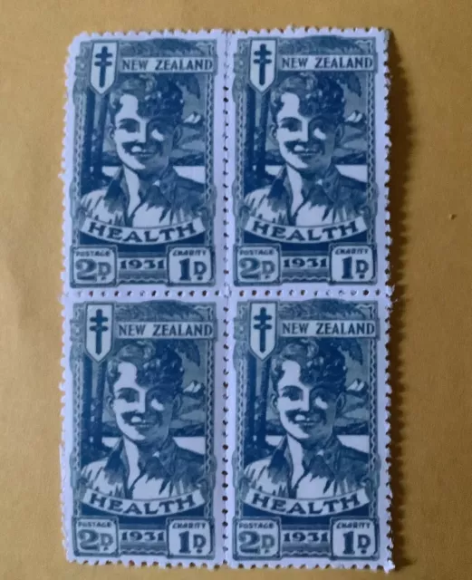 New Zealand. 1931. Health, Smiling Boy Blue.  Block Of Four.