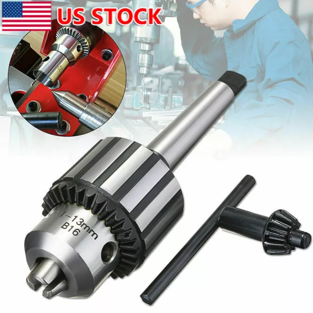 1-13mm 1/2" Mini Lathe Bench Drill Chuck MT2 Taper Arbor Tool Holder with Wrench