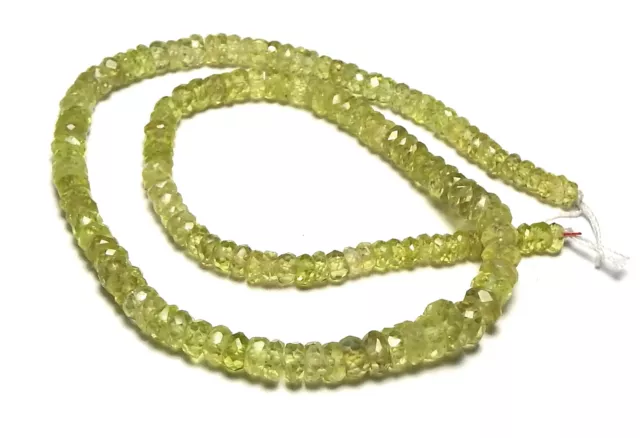 9.5" YELLOW GREEN SAPPHIRE 2-5mm Micro-Faceted Rondelle Beads AAA NATURAL /gs1