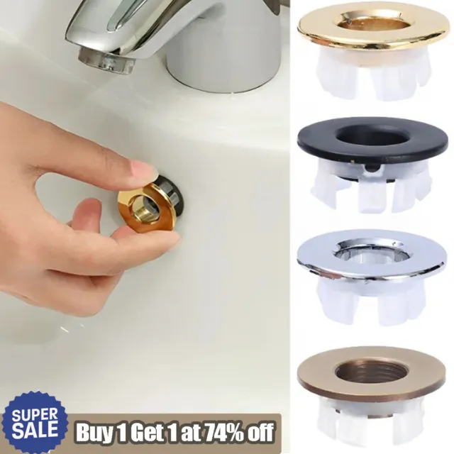 Bathroom Basin Ceramic Sink Open Hole Overflow Cover Chromed Trim 4 Colour UK