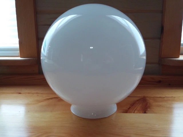 Vintage Round White Ball Glass 8" Globe Shade 3 3/4 Inch Fitter