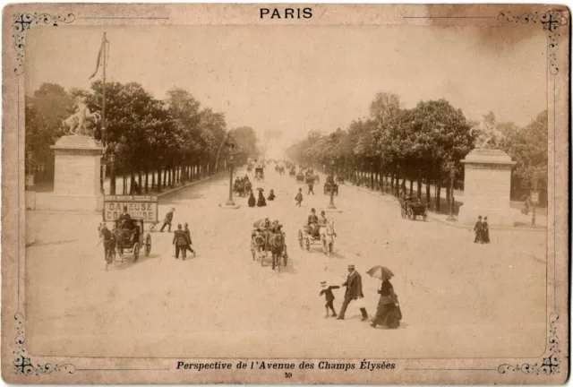 Paris.Perspective de l'Avenue des Champs Elysées.Cabinet card.Albuminated photo.