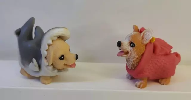Schylling 3" Party Puppies Squishy Corgi w/ Dolphin, Dragon Costume Set of 2