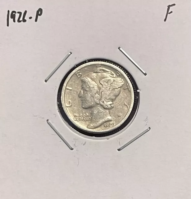 1926-P Mercury Dime - F - Fine - 90% Silver