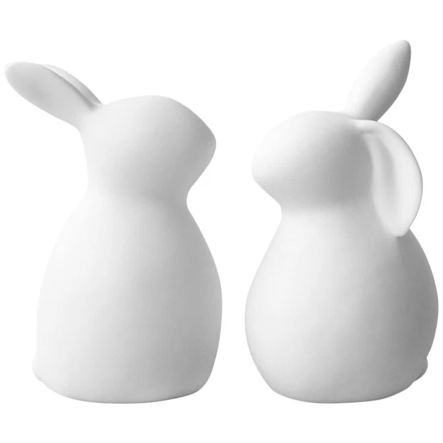 2 pcs Figurine di coniglio in ceramica Coppia in ceramica Statue di artigianato