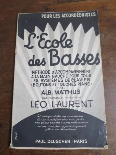 méthode musique Alb. Mathus l' école des basses pour les accordéonistes