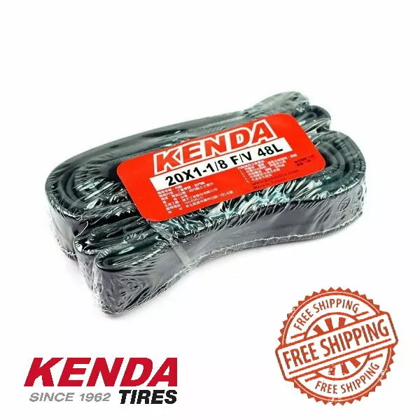 KENDA 20x1-1/8 48mm(L) F/V Presta/French Folding Bike 451 Inner Tubes - 2 pcs