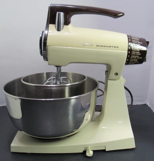 VINTAGE SUNBEAM MIXMASTER 12 Speed Stand Mixer w/2 Bowls 6” & 9” W