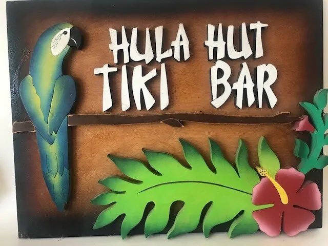 Hawaiian Tiki Bar Room Hula Sign Wooden Painted Custom