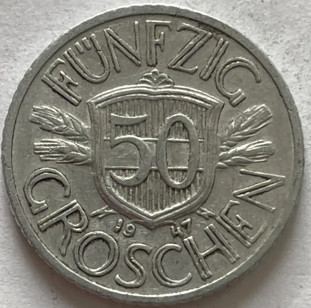 1947 Austria 🇦🇹 50 Groschen Coin S5