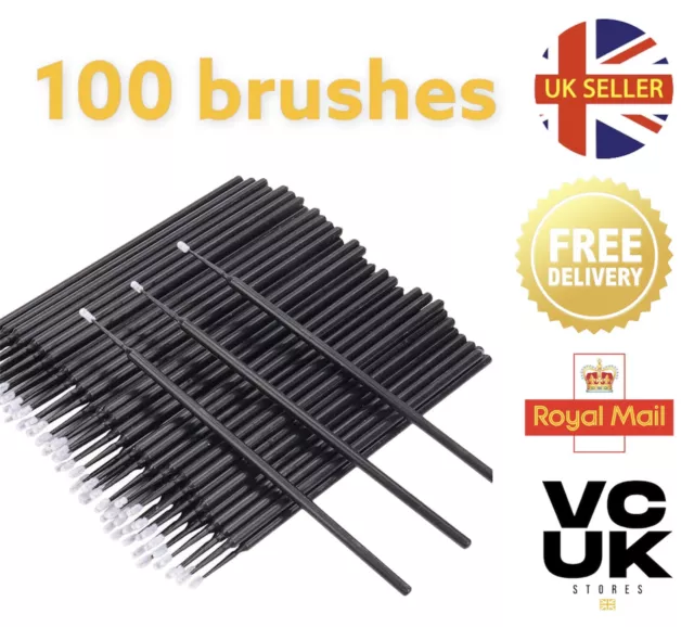100 Disposable Micro Brushes Brush Wands Eyelash Lash Brow Microbrush Extension