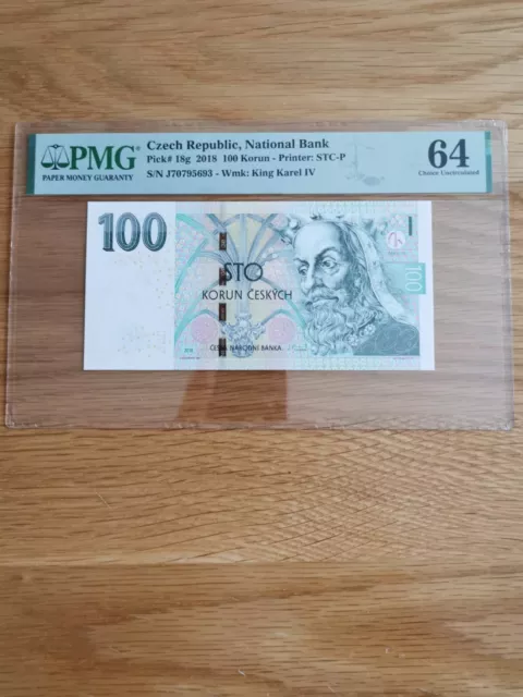 Banknotes Czech Republic 100 Korun 2018 PMG 64