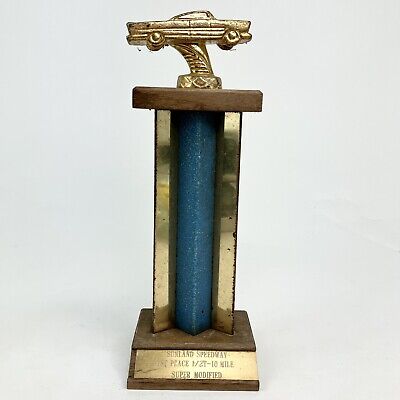 Vtg 60s Sunland Speedway 1st Place 1/2T-10 Mile Super Modified Race Trophy 9” JM