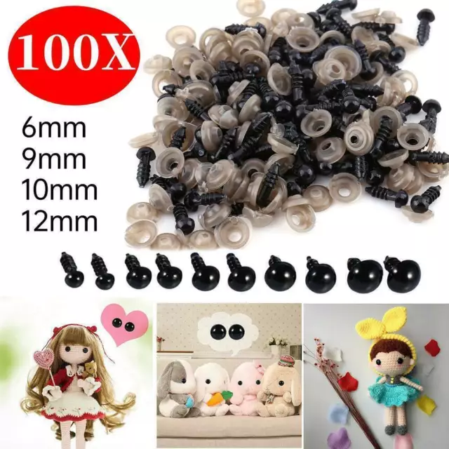 Safety Eyes for Crochet Toys 100X Doll Eyes and Noses Craft Teddy Bear Eyes