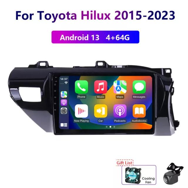 Wireless Carplay 4-64GB Android 13 For Toyota Hilux 2015-23 Car Stereo Radio GPS