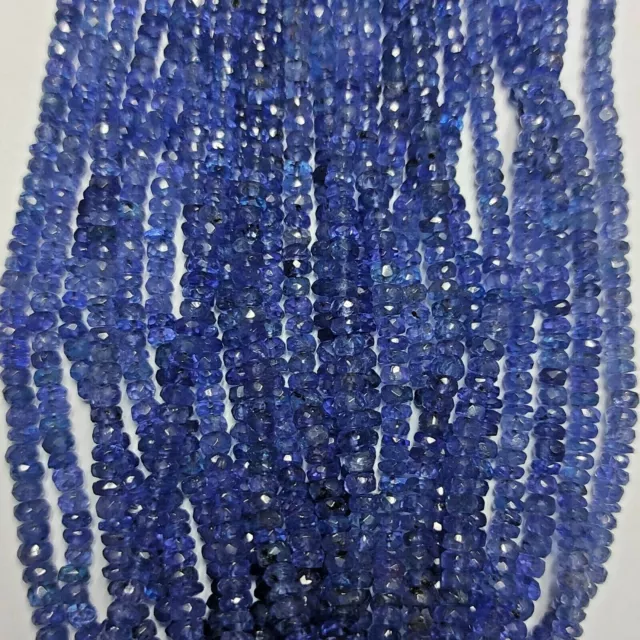 Tanzanite Faceted Beads Rondelle 3-4mm 16" 1 Strand Natural Gemstone 113-157/4