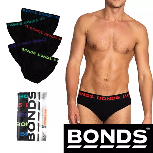 Bonds 5 Pack Mens Assorted Black Cotton Hipster Briefs Comfy Undies Underwear