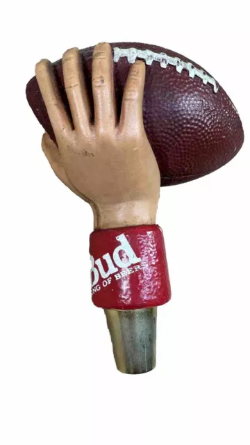 Vtg NFL College Budweiser Football & Hand Quarterback 6” Draft Beer Tap Handle