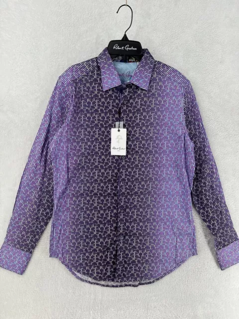 Robert Graham Shirt Mens Extra Small Purple Callisto Alien Skull Classic $218