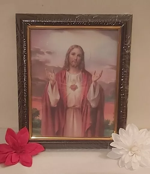 Sacred Heart Of Jesus Framed Picture 12x10" New