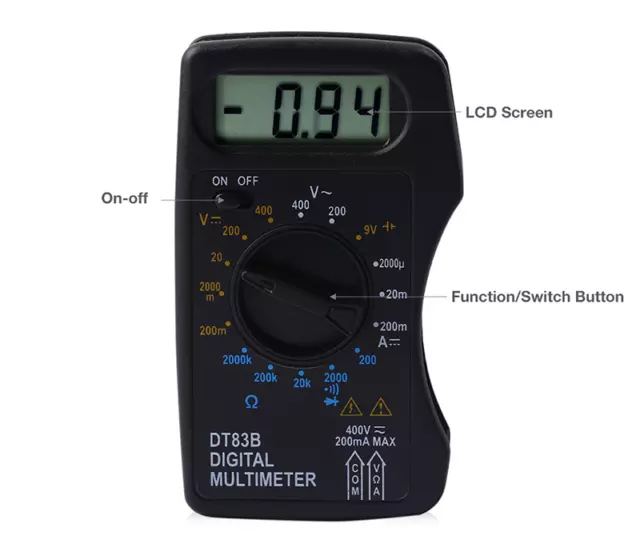 Portable Mini LCD Digital Multimeter Pocket Ammeter Voltmeter Ohm Meter Voltage 2