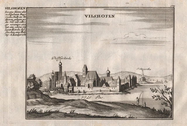 Vilshofen An Der Donau Bassa Baviera Engraving Incisione Bodenehr 1720