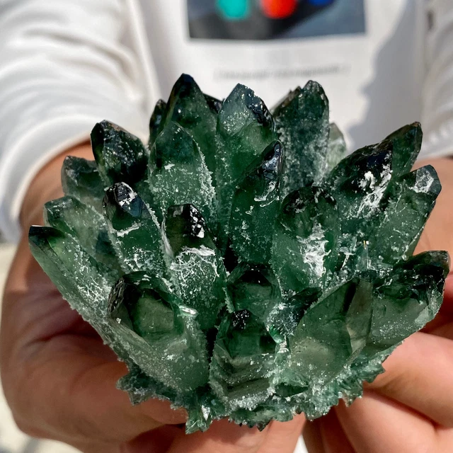 348G New Find Green Phantom Quartz Crystal Cluster Mineral Specimen Healing 14