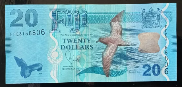 B- Fiji 2012 note 20 Dollars P-117 UNC "Fijian" Flora Fauna issue