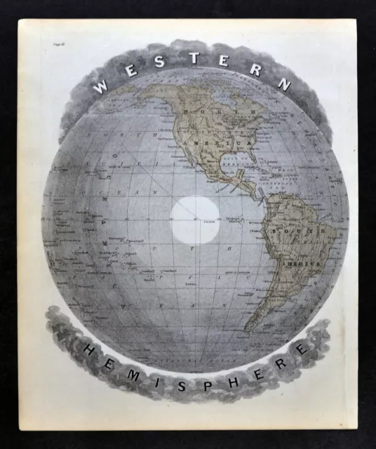 1882 Cowperthwait World Map Western Hemisphere North South America United States