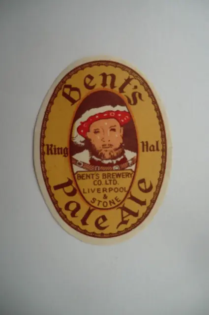 Mint Bent's Liverpool & Stone King Hal Pale Ale Brewery Beer Bottle Label