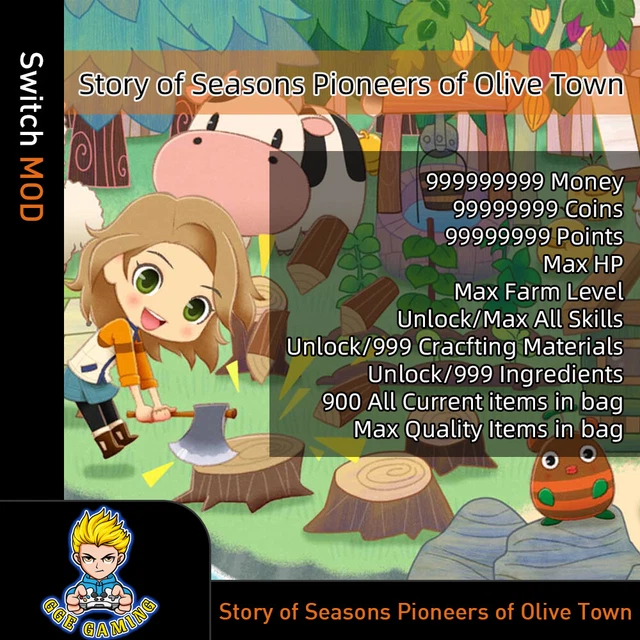 STORY OF SEASONS Pioneers of Olive Town (Switch Mod)Max Money/HP/Items/Level EUR 22,79
