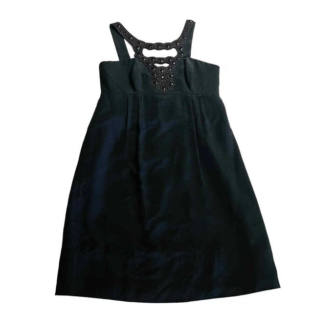 Shoshanna Silk Studded High Neck Dress Size 2 Black