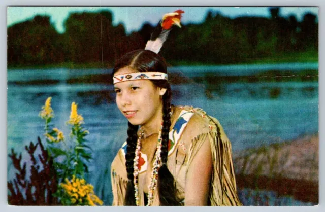 "Kateri" Indian Maiden Caughnawaga Indian Reserve Quebec Canada Vintage Postcard