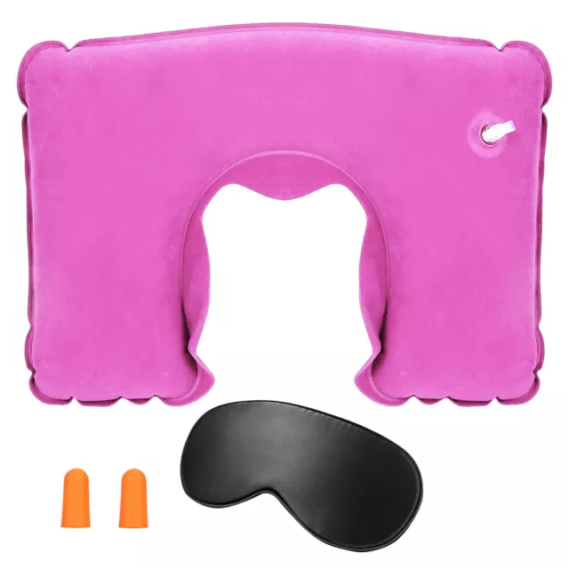 Travel Office Neck Support U Shaped Portable Inflatable Pillow Head Rest Cushion 11