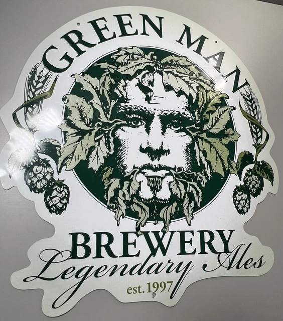 GREEN MAN BREWERY Legendary Ales 23"x22" Metal Beer Sign Tin Tacker