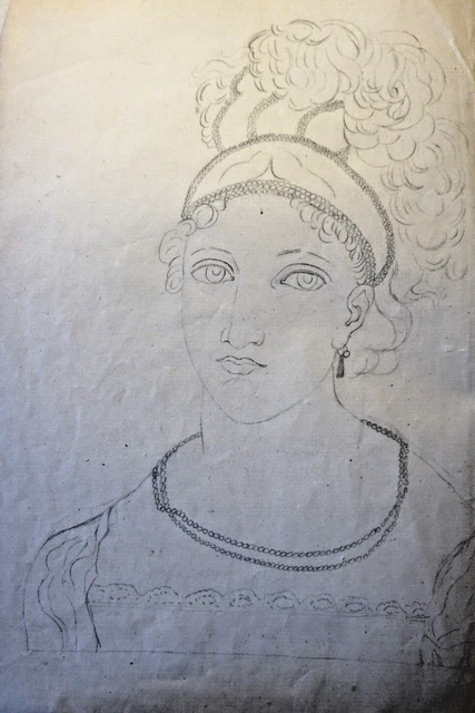 Dessin Ancien XIXe Siècle - Portrait Fusain Jeune Homme, école Française, Dimensions 45x28cm