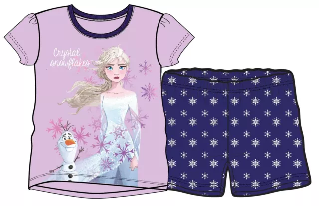 Frozen II Die Eiskönigin Schlafanzug Sommer kurz lila Elsa Olaf Pyjama Disney