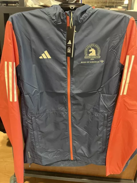 Adidas Official 2024 Boston Marathon Jacket - Men's Large ~ $120.00 IT1477 Blue