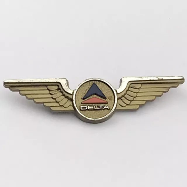 Delta Airlines Wings Pin Vintage Plastic Gold Tone Airliner Transportation