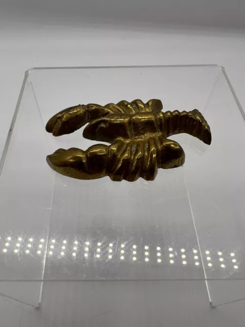 Small Brass Lobster Paperweight Figurine Nautical 3-1/4" Ocean Sea Creature
